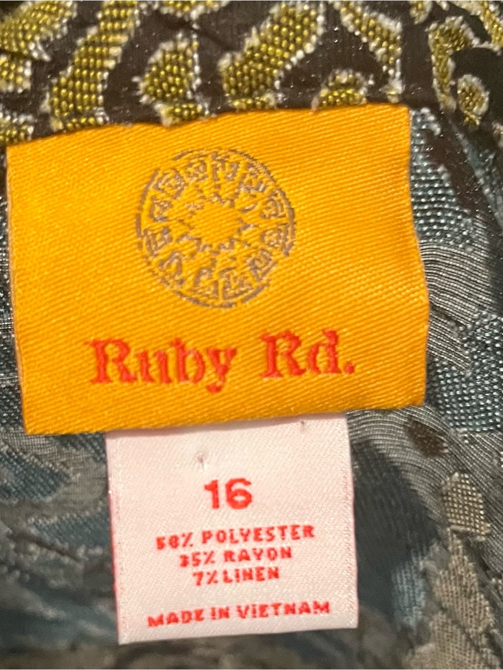 Ruby Rd. Floral Button-Down Shirt in Teal, Olive & Gray - Picture 7 of 7